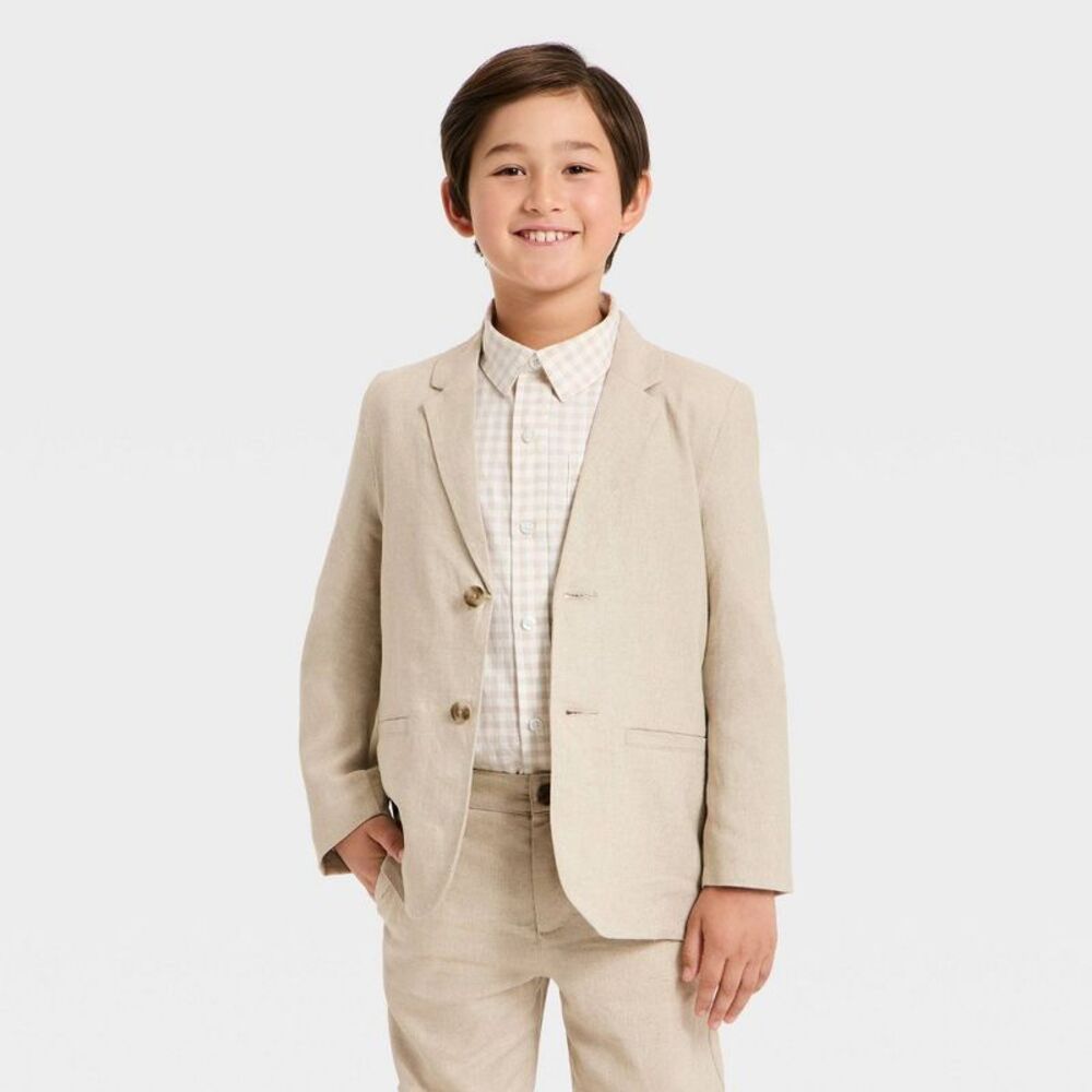 Boys' Linen Suit Jacket Beige 8